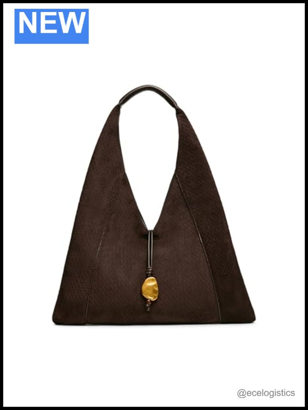 Faux Suede Hobo Bag with Snap Closure Shoulder Strap